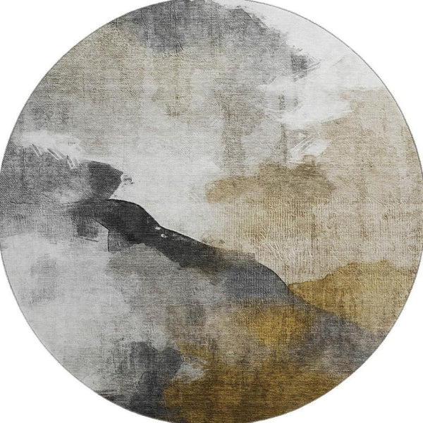 HomeRoots 8' X 10' Stylish Brown and Ivory Abstract Area Rug - Washable, UV Resistant, Durable for High Traffic 715667