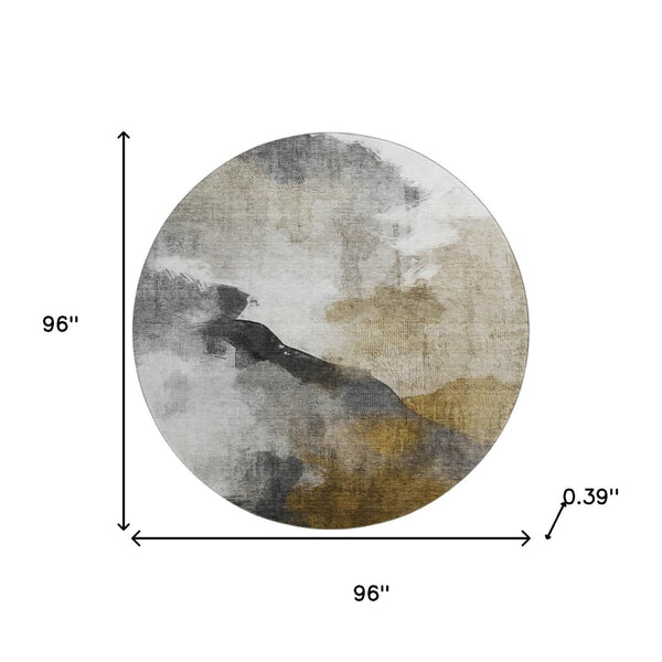 HomeRoots 8' X 10' Stylish Brown and Ivory Abstract Area Rug - Washable, UV Resistant, Durable for High Traffic 715667
