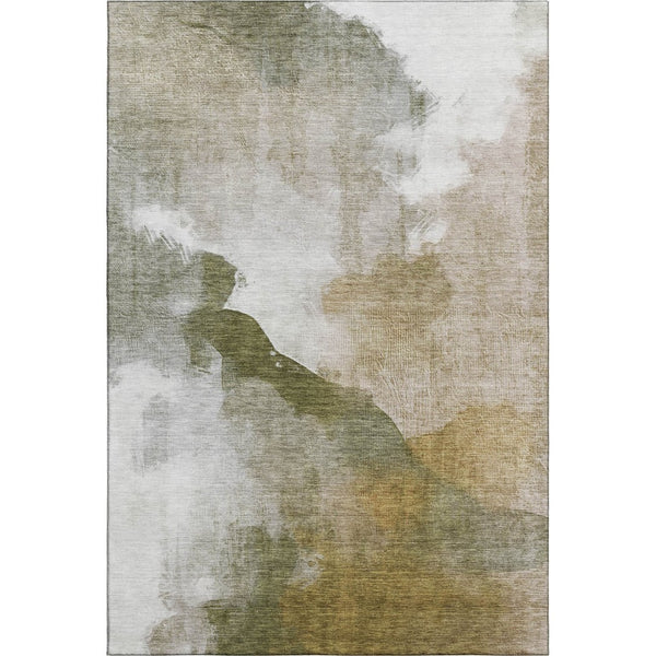 HomeRoots 10' X 14' Green & Ivory Abstract Area Rug - Washable, UV-Resistant, and Perfect for Busy Homes! 715675