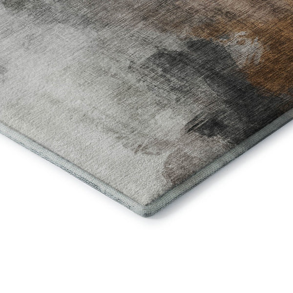 HomeRoots 5' X 8' Washable Rust & Ivory Abstract Area Rug with UV Protection, Non-Slip Backing & Durability 715677