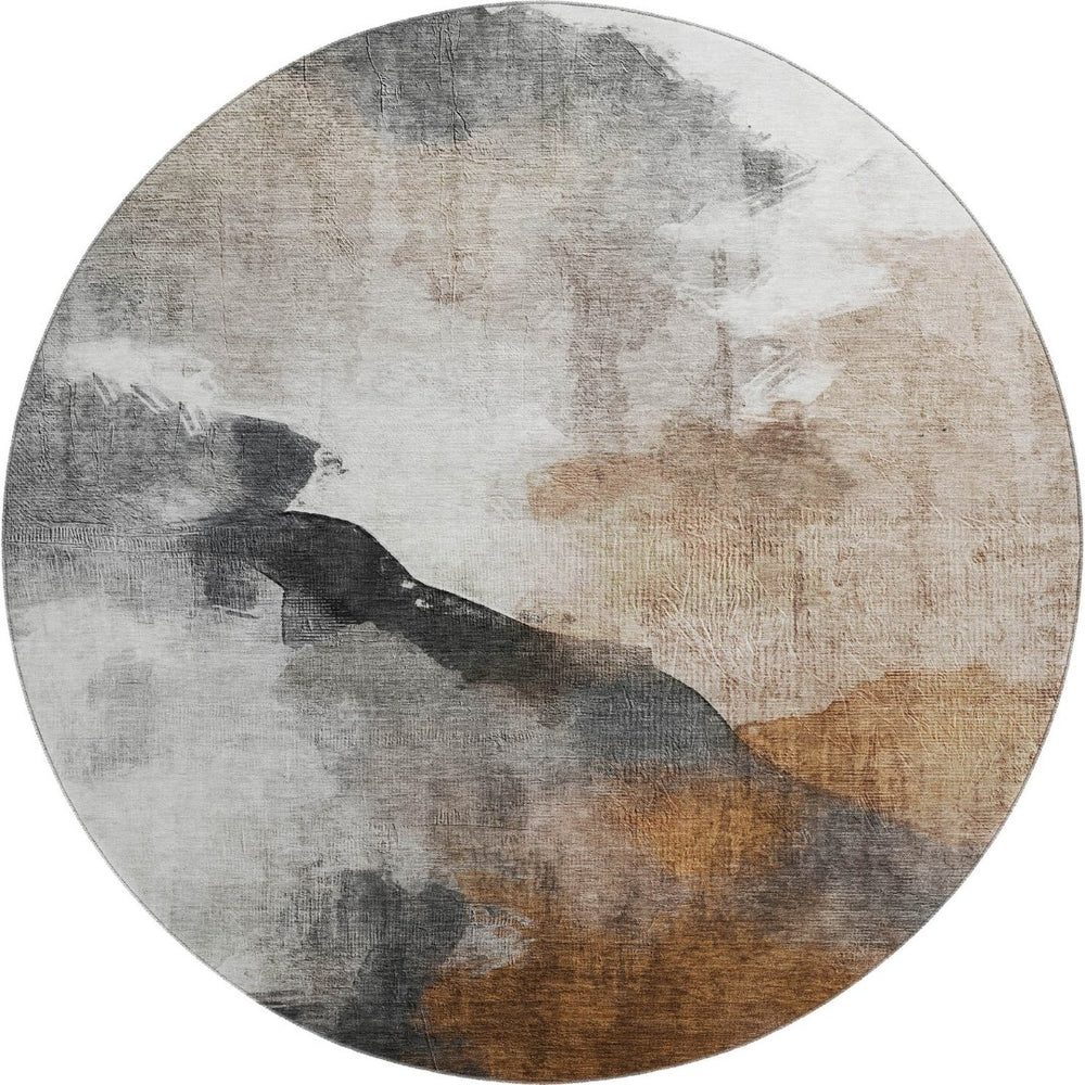 HomeRoots 8' X 10' Abstract Rust and Ivory Area Rug - Machine Washable, UV Protected, Family-Friendly Décor 715679