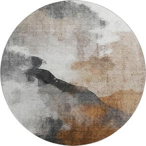 HomeRoots 8' X 10' Abstract Rust and Ivory Area Rug - Machine Washable, UV Protected, Family-Friendly Décor 715679