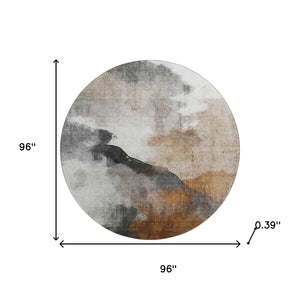 HomeRoots 8' X 10' Abstract Rust and Ivory Area Rug - Machine Washable, UV Protected, Family-Friendly Décor 715679