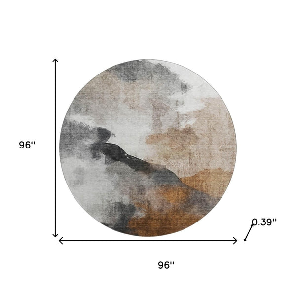 HomeRoots 8' X 10' Abstract Rust and Ivory Area Rug - Machine Washable, UV Protected, Family-Friendly Décor 715679
