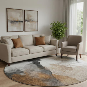 HomeRoots 8' X 10' Abstract Rust and Ivory Area Rug - Machine Washable, UV Protected, Family-Friendly Décor 715679