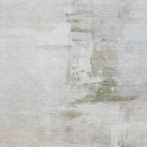 HomeRoots 5' X 8' Linen & Ivory Abstract Area Rug - Washable, UV-Protected, Durable for High Traffic Areas 715683