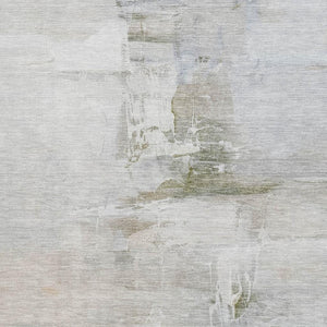 HomeRoots 8' Round Rug in Linen & Ivory Abstract Design - Washable, Stain-Resistant, UV Protected for Durability 715684