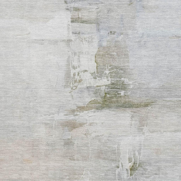 HomeRoots 8' Round Rug in Linen & Ivory Abstract Design - Washable, Stain-Resistant, UV Protected for Durability 715684