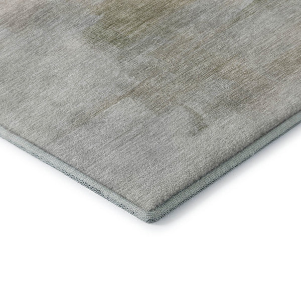 HomeRoots 8' Round Rug in Linen & Ivory Abstract Design - Washable, Stain-Resistant, UV Protected for Durability 715684