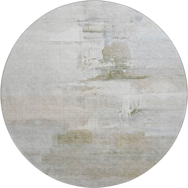HomeRoots 8' X 10' Washable Abstract Area Rug - Stylish Linen & Ivory Design with UV Protection & Stain Resistance 715685