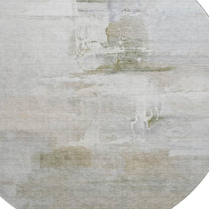 HomeRoots 8' X 10' Washable Abstract Area Rug - Stylish Linen & Ivory Design with UV Protection & Stain Resistance 715685