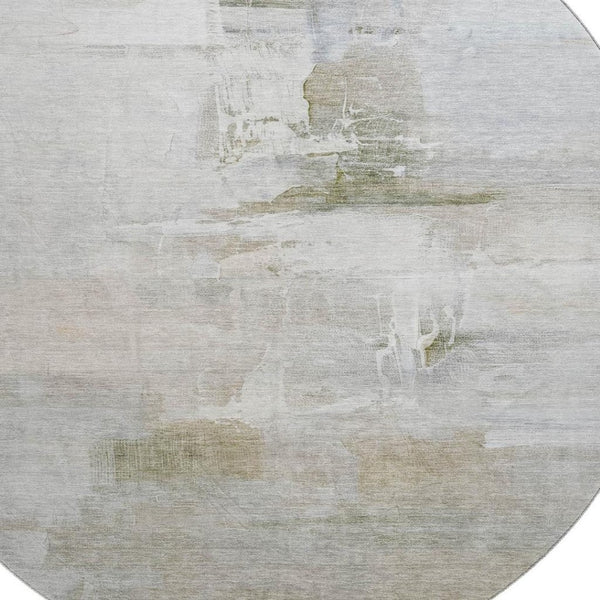 HomeRoots 8' X 10' Washable Abstract Area Rug - Stylish Linen & Ivory Design with UV Protection & Stain Resistance 715685