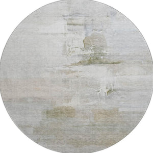HomeRoots 8' X 10' Washable Abstract Area Rug - Stylish Linen & Ivory Design with UV Protection & Stain Resistance 715685