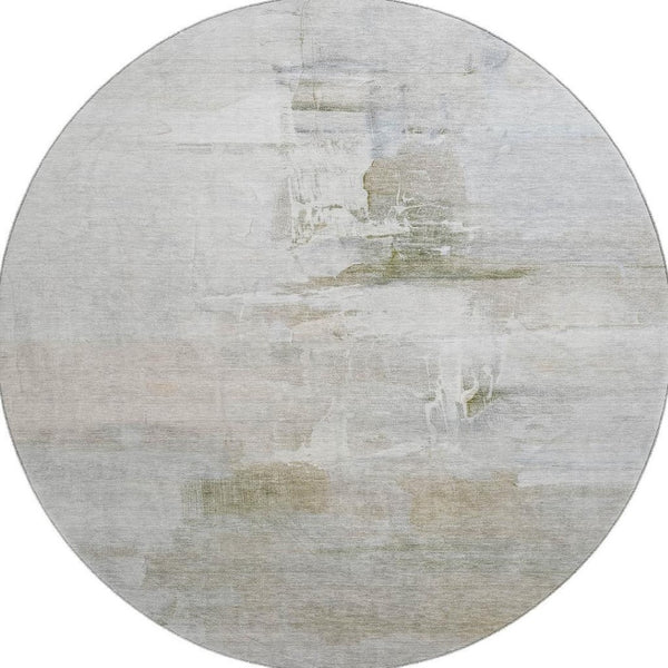 HomeRoots 8' X 10' Washable Abstract Area Rug - Stylish Linen & Ivory Design with UV Protection & Stain Resistance 715685