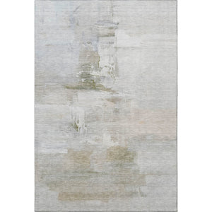 HomeRoots 10' X 14' Linen and Ivory Abstract Area Rug - Stylish, Washable, UV-Protected for Family Spaces! 715687