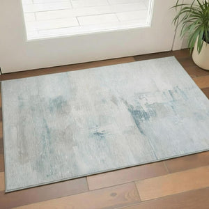 HomeRoots 5' X 8' Sky Blue Abstract Area Rug - UV Protected, Machine Washable, Perfect for Family Spaces! 715689