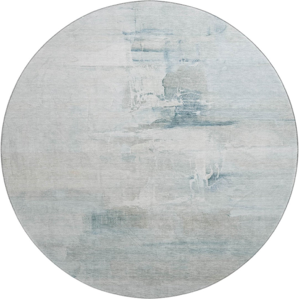 HomeRoots 8' X 10' Sky Blue and Ivory Abstract Area Rug - Washable, Stain-Resistant, UV Protected Design for Homes 715691