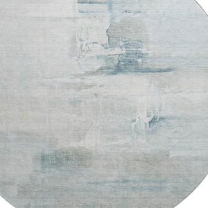 HomeRoots 8' X 10' Sky Blue and Ivory Abstract Area Rug - Washable, Stain-Resistant, UV Protected Design for Homes 715691