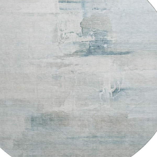 HomeRoots 8' X 10' Sky Blue and Ivory Abstract Area Rug - Washable, Stain-Resistant, UV Protected Design for Homes 715691