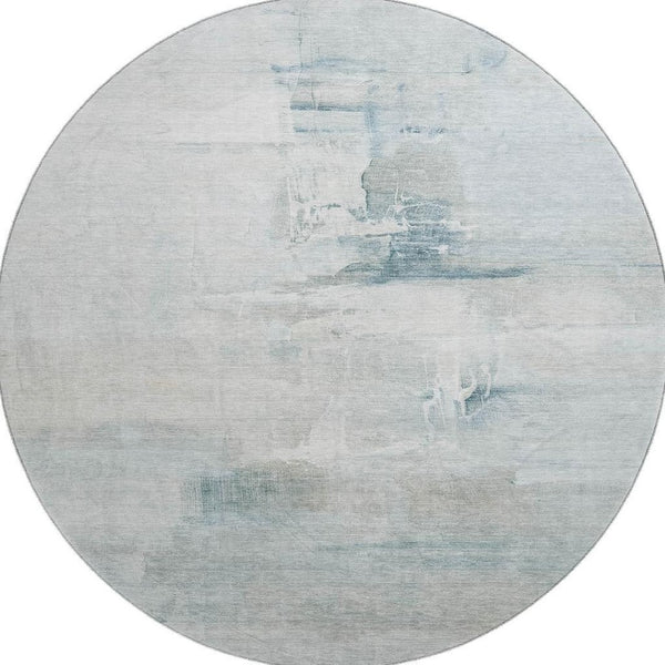 HomeRoots 8' X 10' Sky Blue and Ivory Abstract Area Rug - Washable, Stain-Resistant, UV Protected Design for Homes 715691