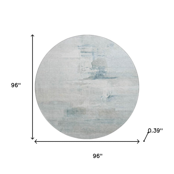 HomeRoots 8' X 10' Sky Blue and Ivory Abstract Area Rug - Washable, Stain-Resistant, UV Protected Design for Homes 715691