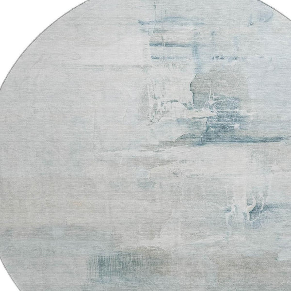 HomeRoots 8' X 10' Sky Blue and Ivory Abstract Area Rug - Washable, Stain-Resistant, UV Protected Design for Homes 715691