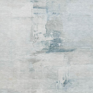 HomeRoots 9' X 12' Stylish Sky Blue & Ivory Abstract Area Rug - Washable, UV-Protected, Easy-Care Design 715692