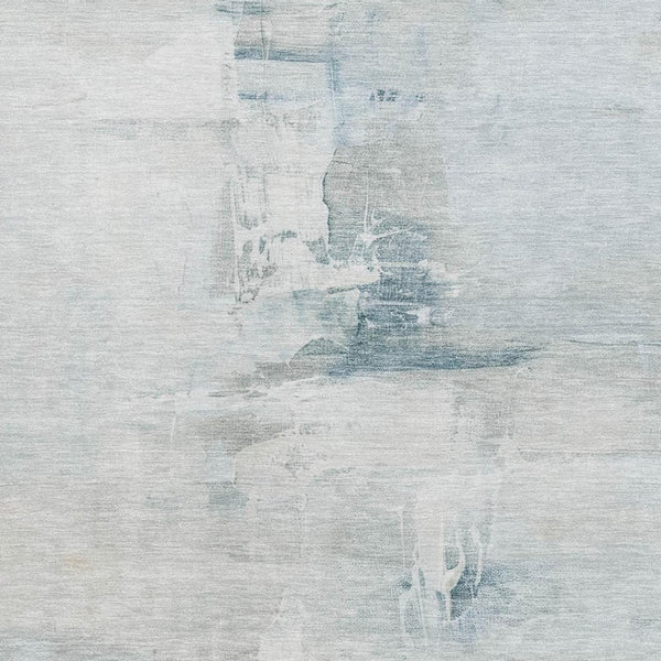 HomeRoots 9' X 12' Stylish Sky Blue & Ivory Abstract Area Rug - Washable, UV-Protected, Easy-Care Design 715692