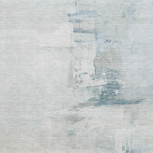HomeRoots 9' X 12' Stylish Sky Blue & Ivory Abstract Area Rug - Washable, UV-Protected, Easy-Care Design 715692