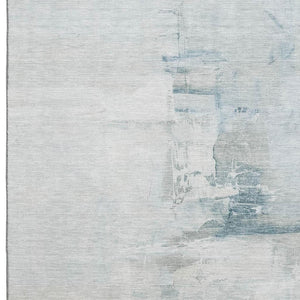 HomeRoots 10' X 14' Sky Blue and Ivory Abstract Area Rug - Durable, Washable, UV-Protected for Modern Homes 715693