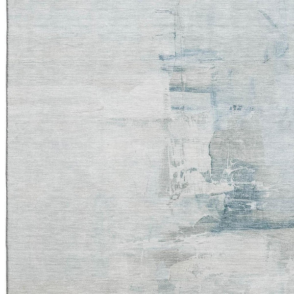 HomeRoots 10' X 14' Sky Blue and Ivory Abstract Area Rug - Durable, Washable, UV-Protected for Modern Homes 715693
