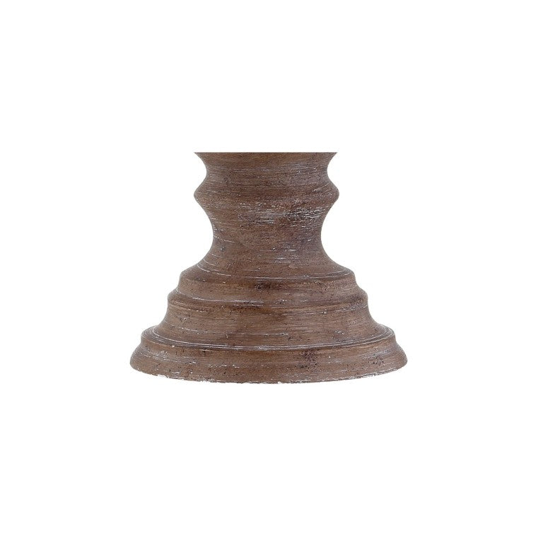 27 Inch Brown Urn Table Lamp with Fabric Drum Shade for Bedroom Nightstand Decor
