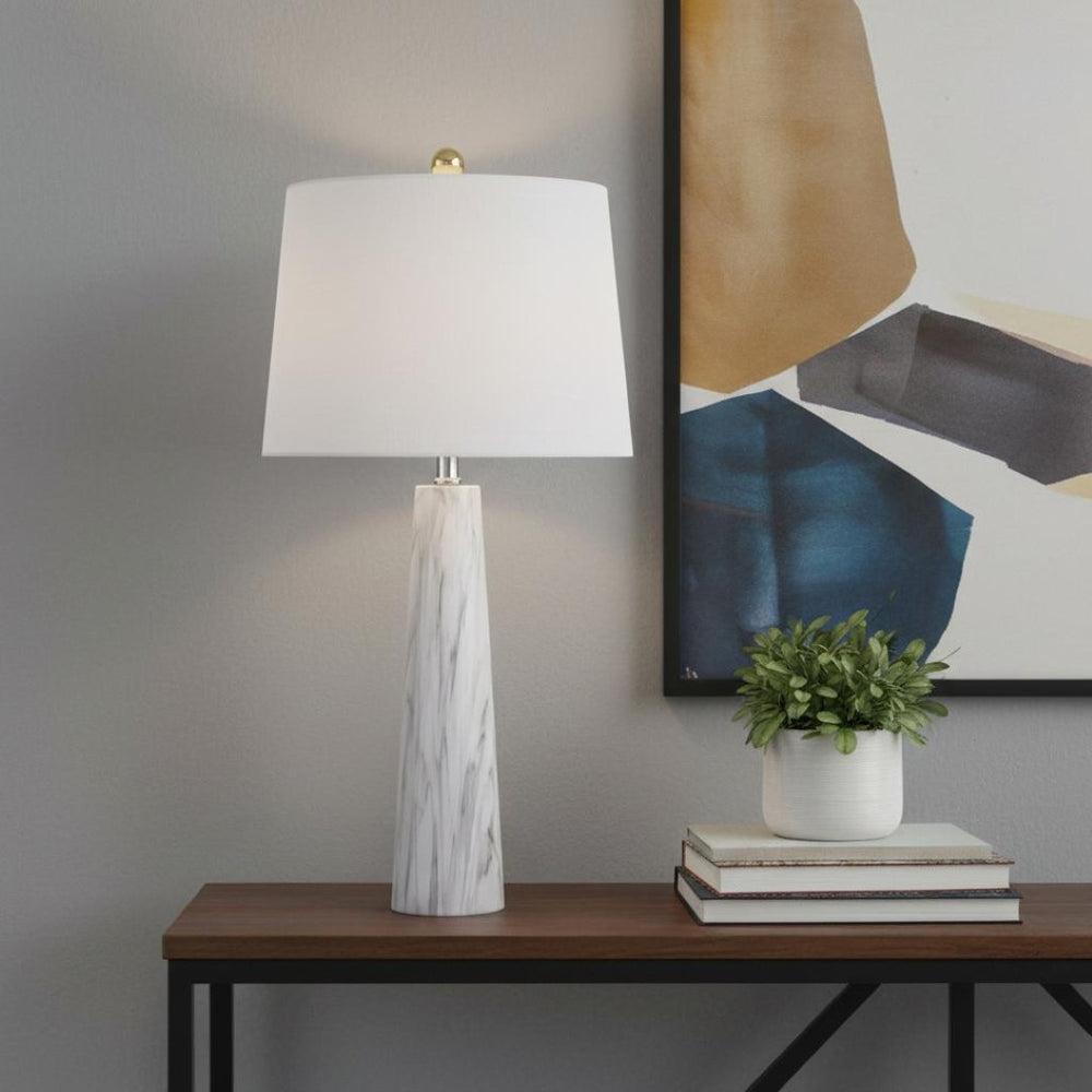 HomeRoots 24" Brown Novelty Table Lamp - LED Drum Shade for Warm, Ambient Light in Modern or Rustic Decor 715699
