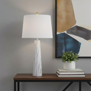 HomeRoots 24" Brown Novelty Table Lamp - LED Drum Shade for Warm, Ambient Light in Modern or Rustic Decor 715699