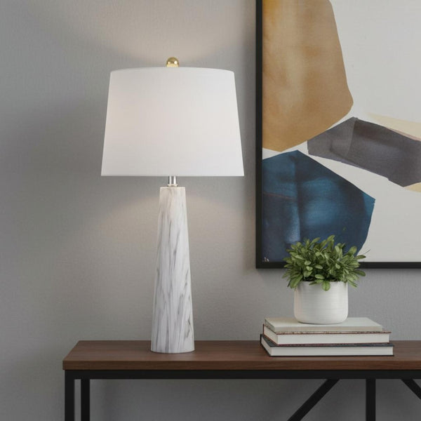 HomeRoots 24" Brown Novelty Table Lamp - LED Drum Shade for Warm, Ambient Light in Modern or Rustic Decor 715699