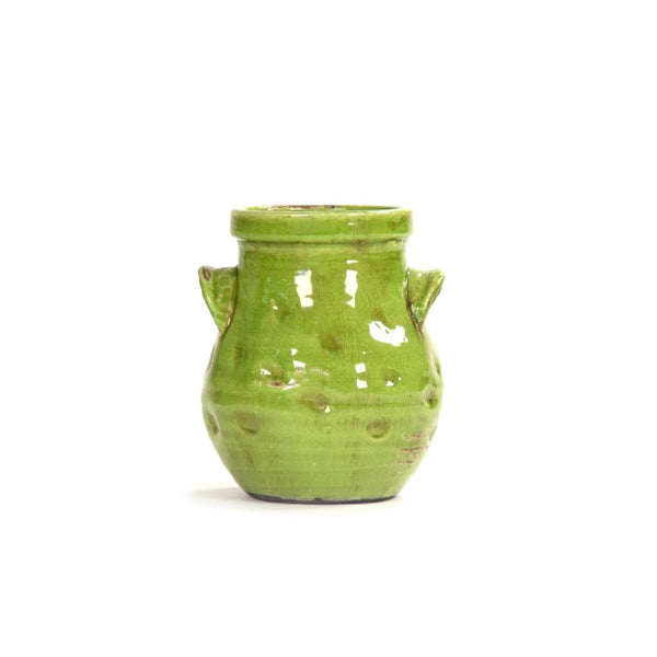 Zentique Distressed Green Vase with Aged Glaze and Organic Silhouette—Handcrafted Ceramic Accent for Home Decor W11 x H12 x D11 7156 M Green