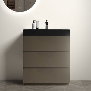 English Elm Alice 30" Gray Bathroom Vanity With Soft-Close Drawers, Modern One-Piece Sink, Pre-Assembled Elegance W1865S00029