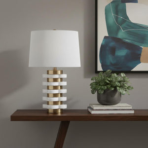 HomeRoots 31" Natural Urn Table Lamp - Sculptural LED Design with Drum Shade for Modern Home Decor & Style 715704