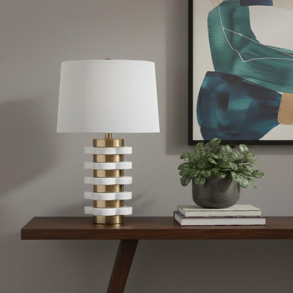 HomeRoots 31" Natural Urn Table Lamp - Sculptural LED Design with Drum Shade for Modern Home Decor & Style 715704