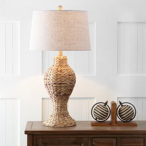 HomeRoots 31" Dark Brown Urn Table Lamp - Elegant LED Lighting with Soft Drum Shade for Stylish Spaces 715705