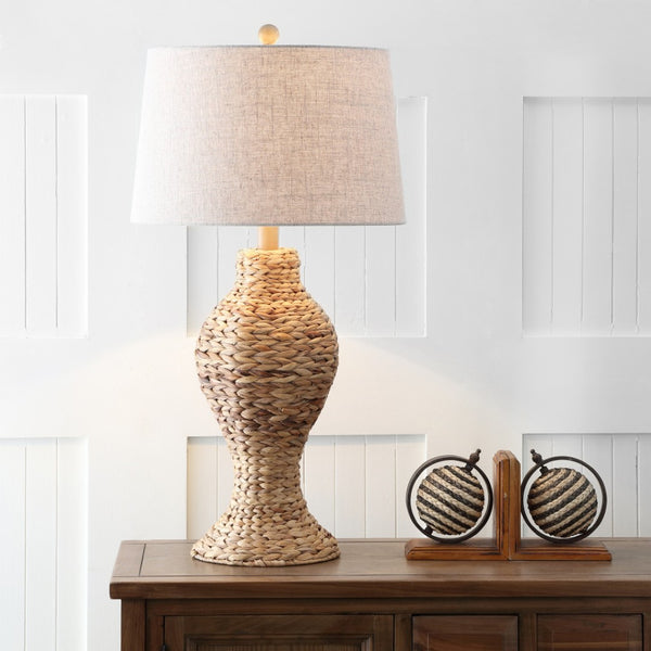 HomeRoots 31" Dark Brown Urn Table Lamp - Elegant LED Lighting with Soft Drum Shade for Stylish Spaces 715705