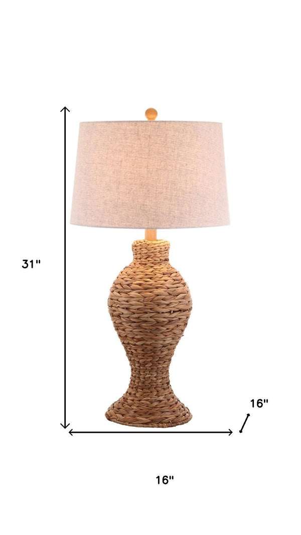 HomeRoots 31" Dark Brown Urn Table Lamp - Elegant LED Lighting with Soft Drum Shade for Stylish Spaces 715705