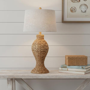 HomeRoots 31" Dark Brown Urn Table Lamp - Elegant LED Lighting with Soft Drum Shade for Stylish Spaces 715705