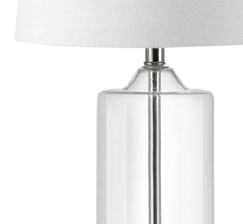 25 Inch Silver Table Lamp with Elegant Drum Shade for Modern Bedroom Decor
