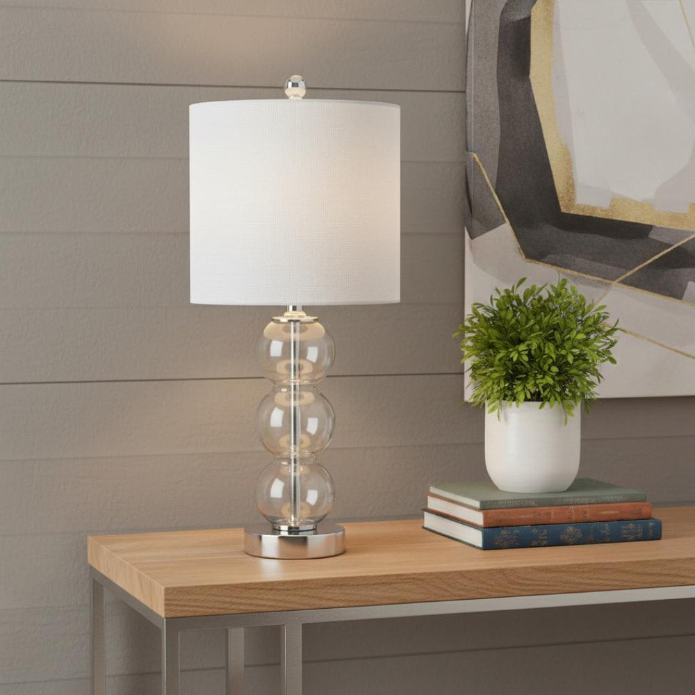 HomeRoots 19" Clear Table Lamp with Globe Shade – Elegant LED Lighting for Home, Office, and Cozy Spaces! 715713