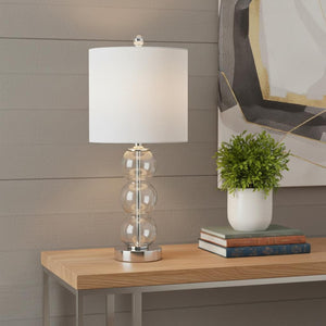 HomeRoots 19" Clear Table Lamp with Globe Shade – Elegant LED Lighting for Home, Office, and Cozy Spaces! 715713