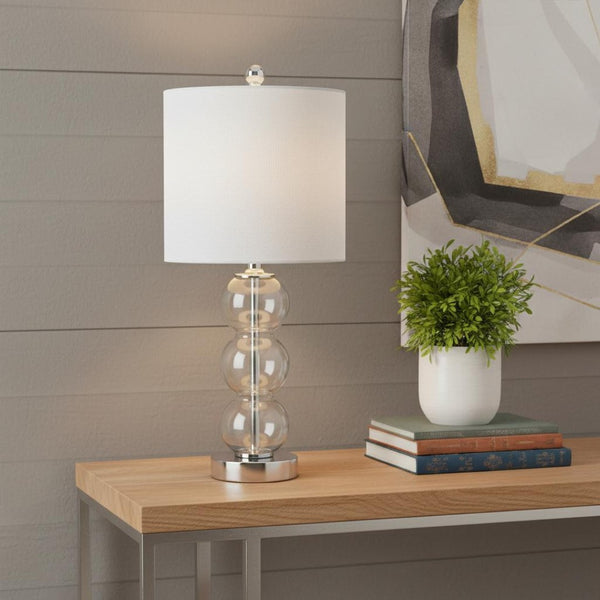 HomeRoots 19" Clear Table Lamp with Globe Shade – Elegant LED Lighting for Home, Office, and Cozy Spaces! 715713