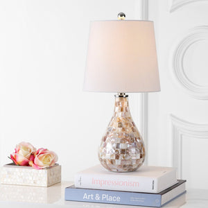 HomeRoots 21" Clear Novelty Desk Lamp LED - Modern Drum Shade for Cozy Task Lighting in Home or Office Spaces 715716