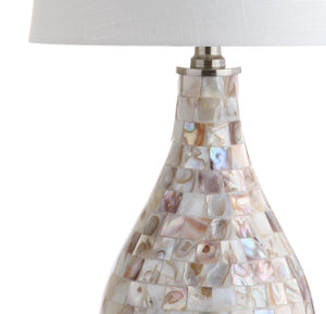 HomeRoots 21" Clear Novelty Desk Lamp LED - Modern Drum Shade for Cozy Task Lighting in Home or Office Spaces 715716