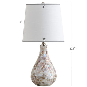 HomeRoots 21" Clear Novelty Desk Lamp LED - Modern Drum Shade for Cozy Task Lighting in Home or Office Spaces 715716